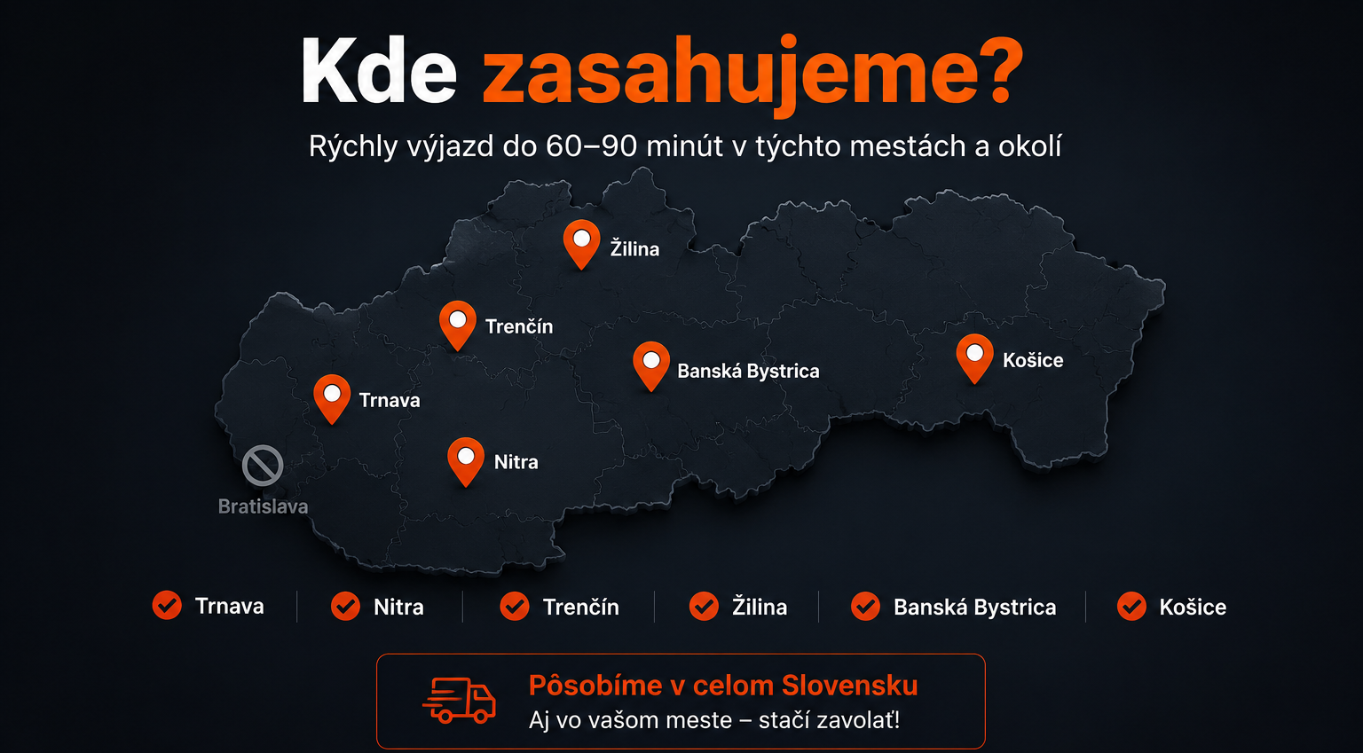 Mapa pôsobnosti Slovenské Kanalizácie
